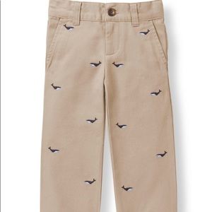Janie and Jack Whale Embroidered Pants